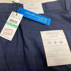 Perry Ellis Mens Slacks 34x32 Slim Fit Dark Saphire